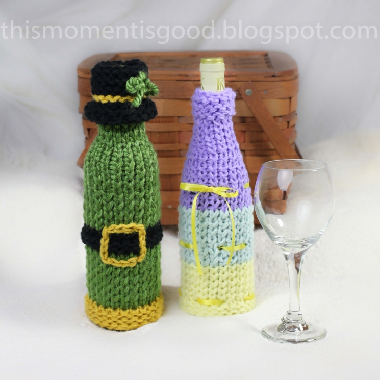 WINE BOTTLE COVERS, LOOM KNITTING PATTERN! SIX UNIQUE HOLIDAY WINE BOTTLE COVER