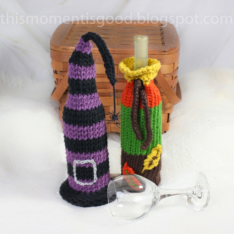 WINE BOTTLE COVERS, LOOM KNITTING PATTERN! SIX UNIQUE HOLIDAY WINE BOTTLE COVER