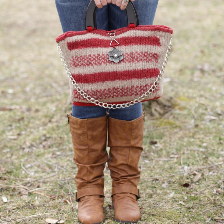 LOOM KNIT HANDBAG PATTERNS LOOM KNIT PURSE, LOOM KNIT TOTE, FELTED.