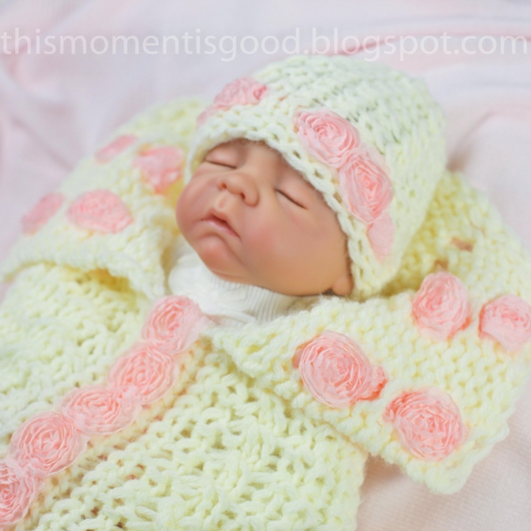 Loom Knit Cocoon With Roses Pattern