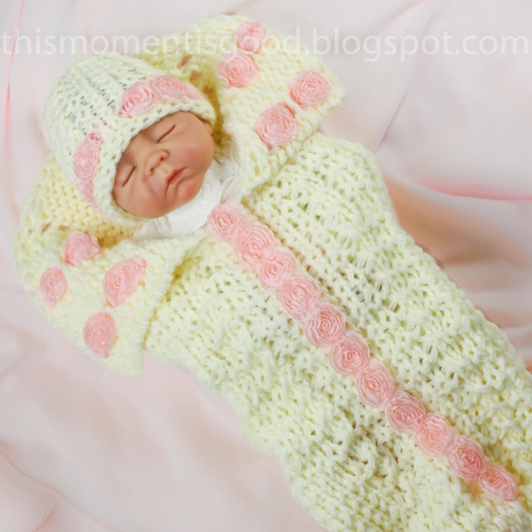 Loom Knit Cocoon With Roses Pattern
