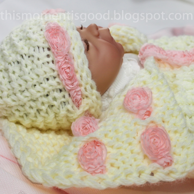 Loom Knit Cocoon With Roses Pattern