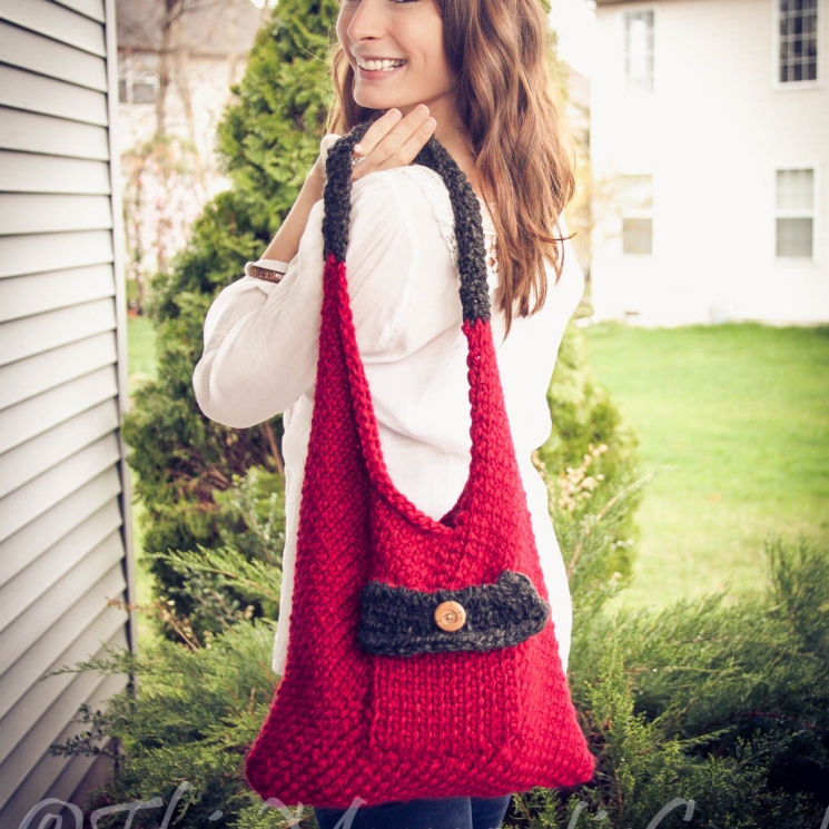 Loom Knit Sling/Bento Bag, Handbag, purse PATTERN. Beginner loom knit handbag pa