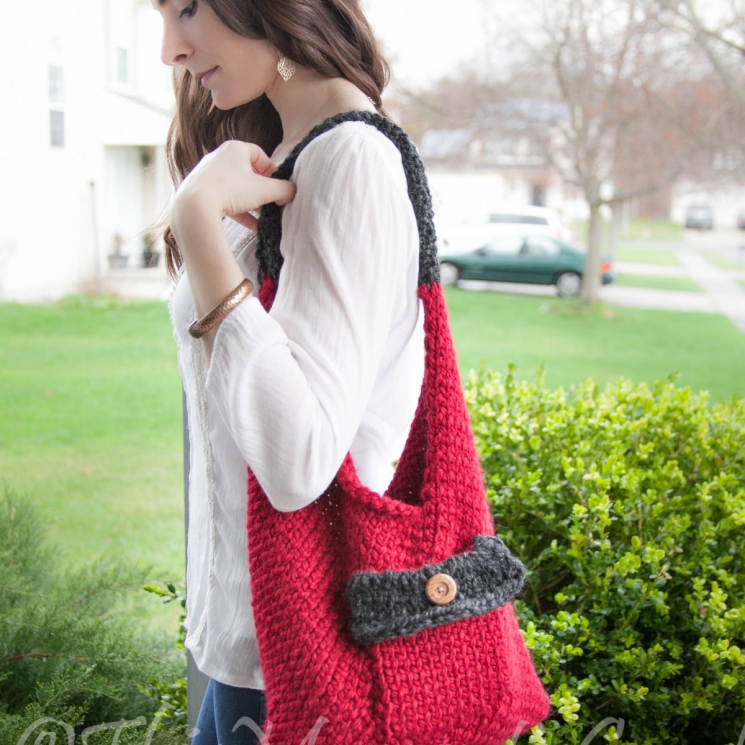Loom Knit Sling/Bento Bag, Handbag, purse PATTERN. Beginner loom knit handbag pa