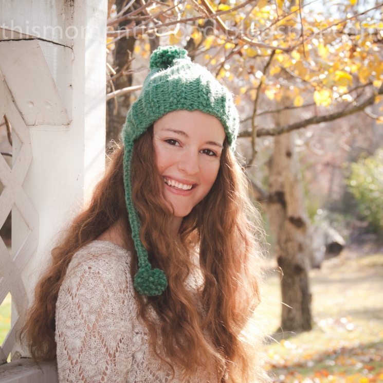 Loom Knit Earflap Split Brim Hat