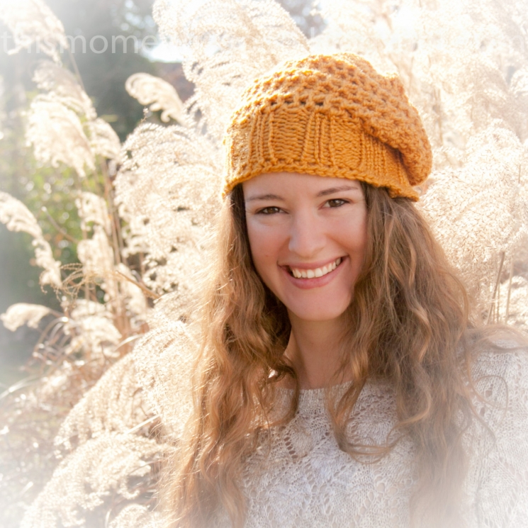 LOOM KNIT SLOUCHY HAT BERET PATTERN WITH CROCHET LOOK