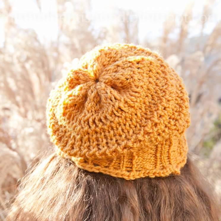 LOOM KNIT SLOUCHY HAT BERET PATTERN WITH CROCHET LOOK