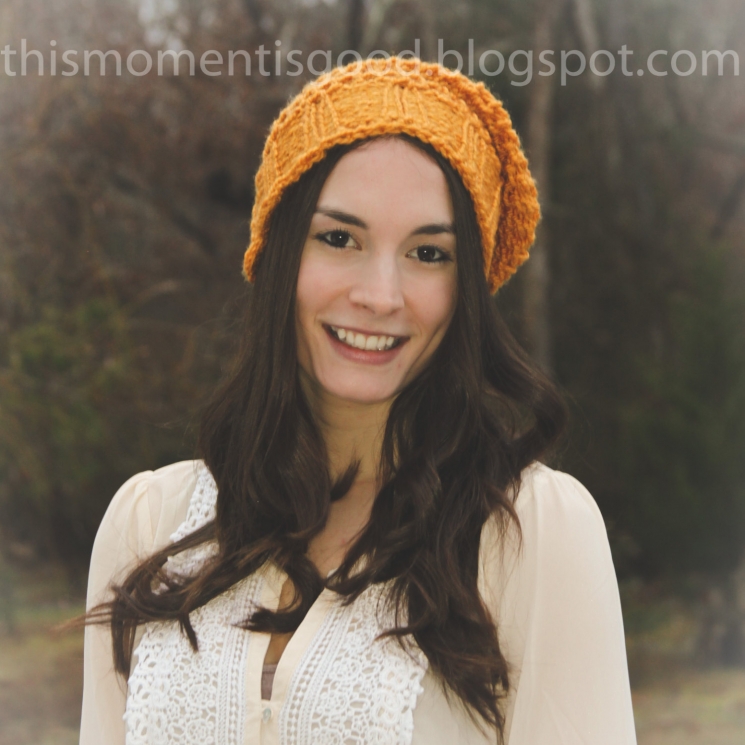 LOOM KNIT SLOUCHY HAT BERET PATTERN WITH CROCHET LOOK