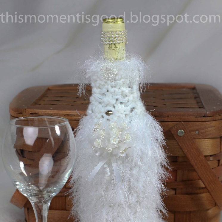 LOOM KNIT WINE BOTTLE COVER PATTERN BRIDE & GROOM