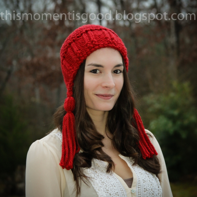 LOOM KNIT EARFLAP HAT WITH TASSELS PATTERN