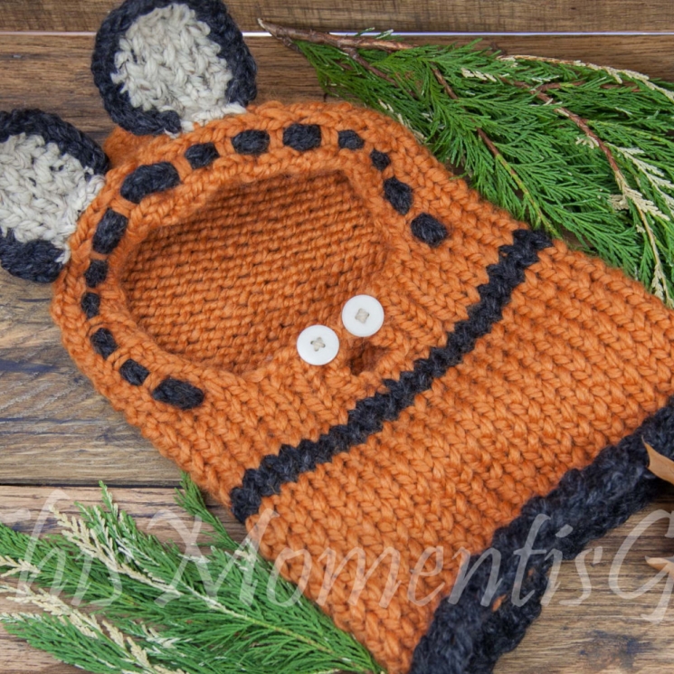 Loom knit Fox Hood Pattern