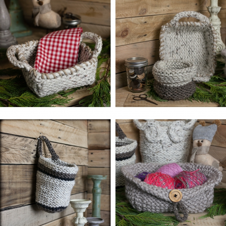 Loom Knit Basket PATTERNS, Owl Basket, Bread Basket, Yarn Basket, Door Knob Bask