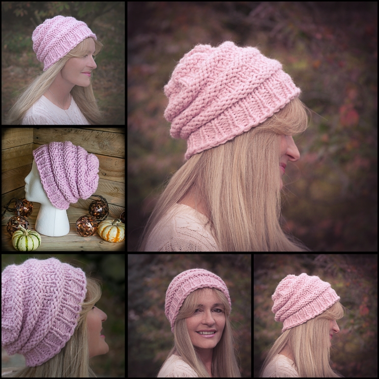 Loom Knit Hat Pattern, Slouch Hat, Beanie, Textured, Bulky, Chunky Knit Hat. PDF