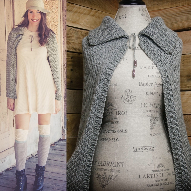 Loom Knit Cape Pattern, loom knit wrap, shawl, pattern. Full length loom knit Ca
