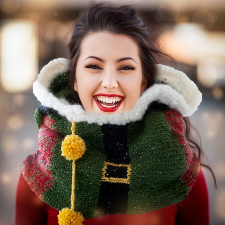 Loom Knit Elf Hood PDF PATTERN. Quirky Christmas Oversized Cowl With Hood.
