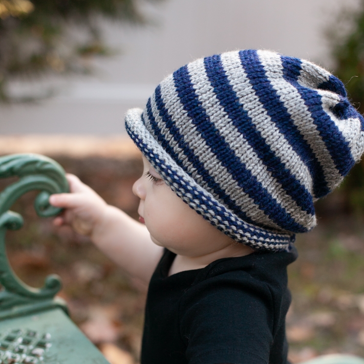 Loom Knit Striped Hat PDF PATTERN. "City Stripes" Hat, Urban hat that can be mad