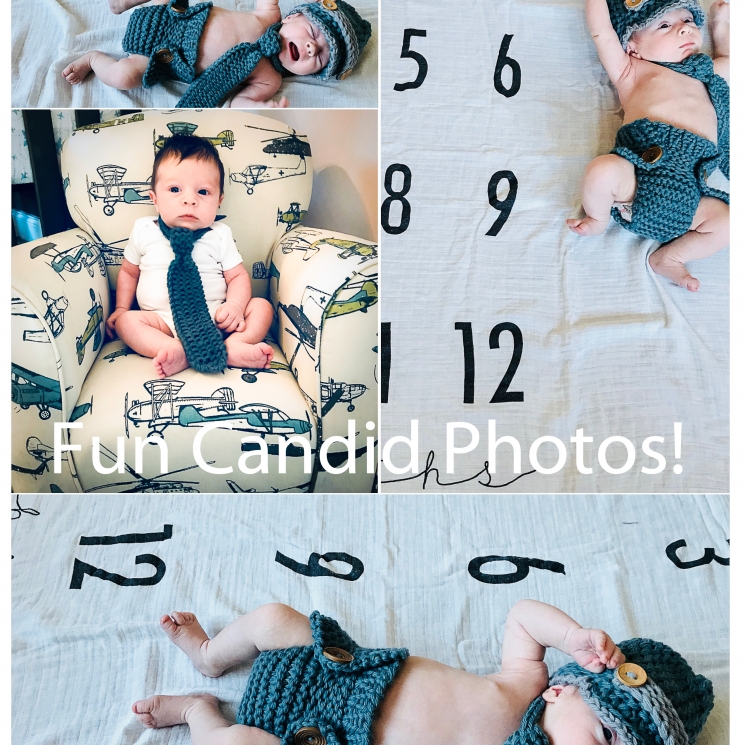 loom knit newsboy, tie, diaper cover pattern set.