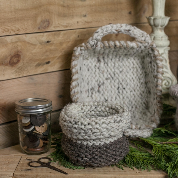 Loom Knit Basket PATTERNS,  Bread Basket, Yarn Basket, Door Knob Basket, Round B