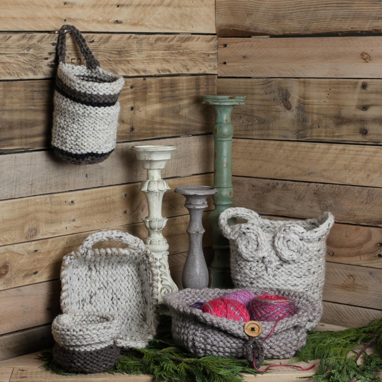 Loom Knit Basket PATTERNS, Owl Basket, Bread Basket, Yarn Basket, Door Knob Bask