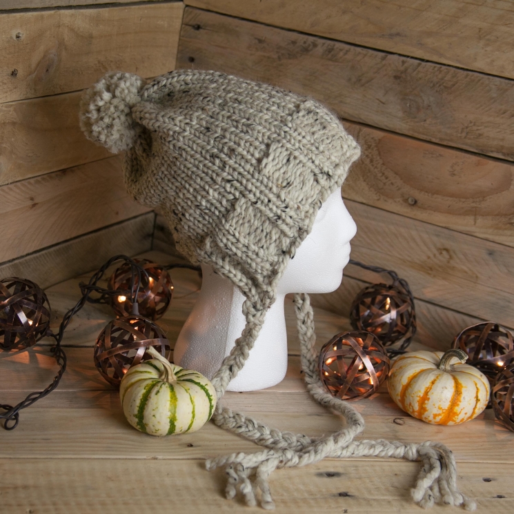 Loom Knit Earflap Hat PATTERN, Split Brim Hat, Bulky