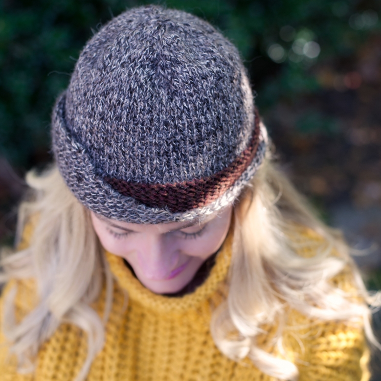 Loom Knit Tweed Cloche Hat PDF PATTERN. Fold up flap, sized for newborn to adult