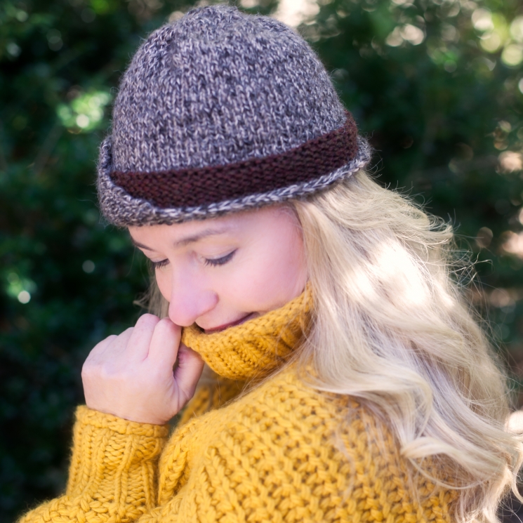 Loom Knit Tweed Cloche Hat PDF PATTERN. Fold up flap, sized for newborn to adult
