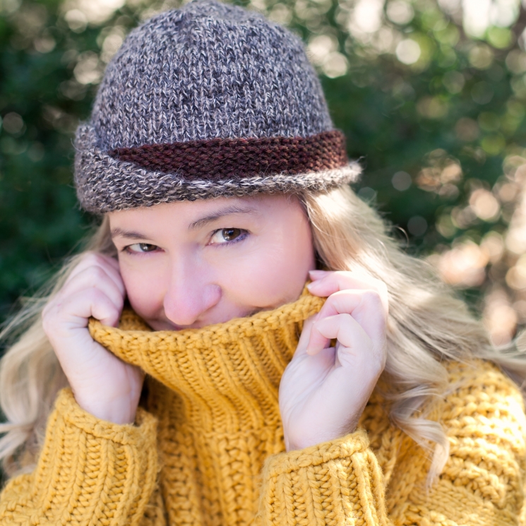 Loom Knit Tweed Cloche Hat PDF PATTERN. Fold up flap, sized for newborn to adult