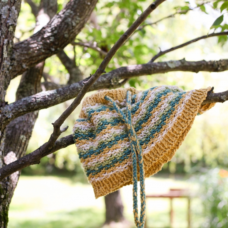 Loom Knit Drawstring Cowl PATTERN, Cotton Neckwarmer With Easy Colorwork Wave Pa