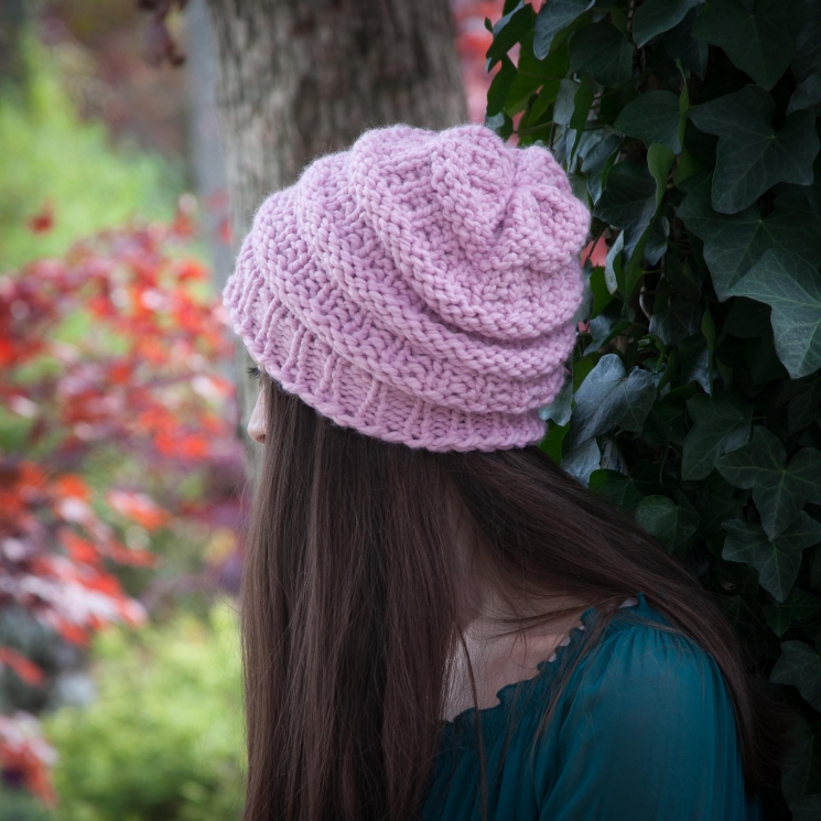 Loom Knit Hat Pattern, Slouch Hat, Beanie, Textured, Bulky, Chunky Knit Hat. PDF