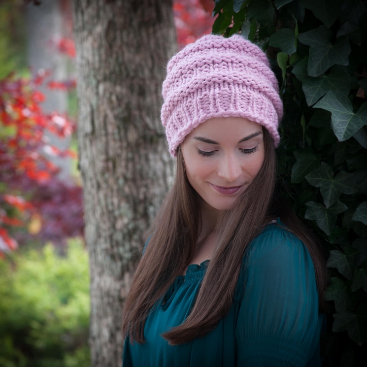 Loom Knit Hat Pattern, Slouch Hat, Beanie, Textured, Bulky, Chunky Knit Hat. PDF