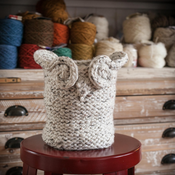 Loom Knit Owl Basket PATTERN, Yarn Basket, Catch-All Basket, Container, Loom Kni