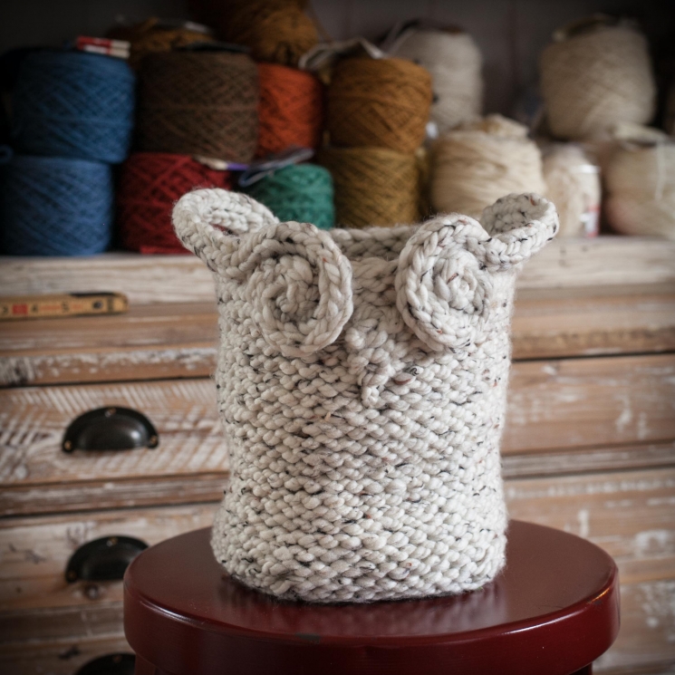 Loom Knit Owl Basket PATTERN, Yarn Basket, Catch-All Basket, Container, Loom Kni