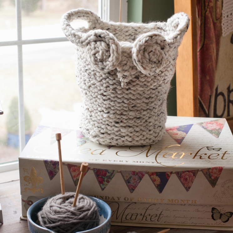 Loom Knit Owl Basket PATTERN, Yarn Basket, Catch-All Basket, Container, Loom Kni