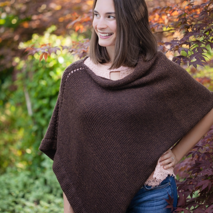 Loom knit poncho/cape pattern by This Moment is Good. The Rebecca Poncho has bea