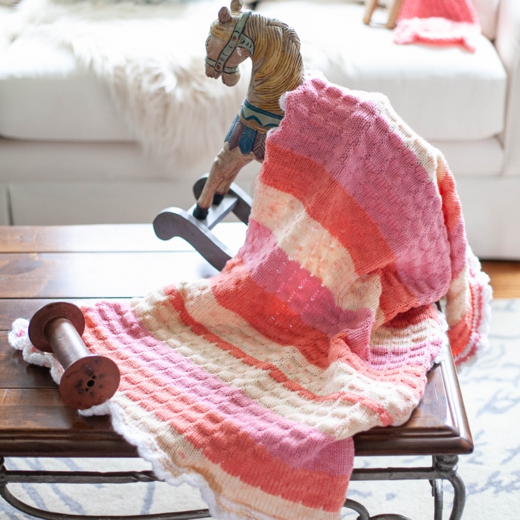 Loom Knit Baby Blanket With Crochet Edging PATTERN. This