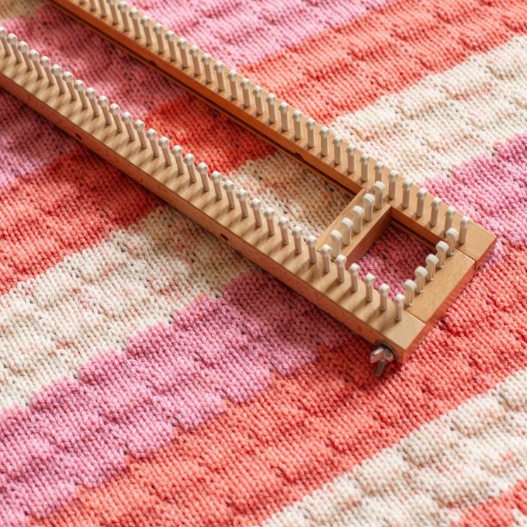 Loom Knit Baby Blanket With Crochet Edging PATTERN. Stroller Size, Tuck Stitch,