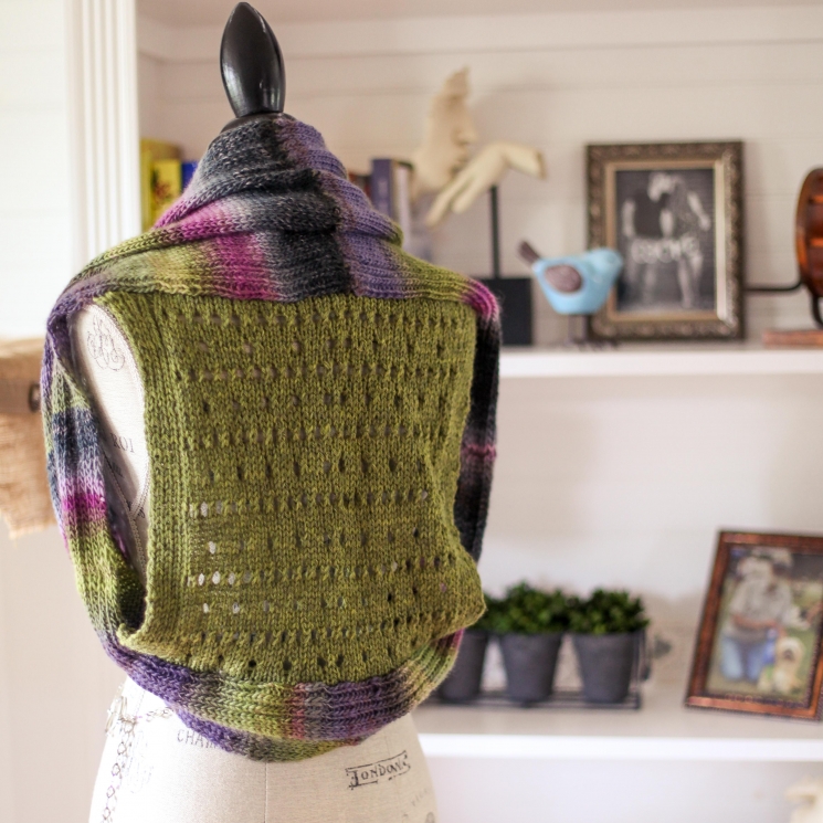 Loom Knit Shrug Vest Pattern. Vest Has A Pretty Eyelet Lace Back. Loom Knitting