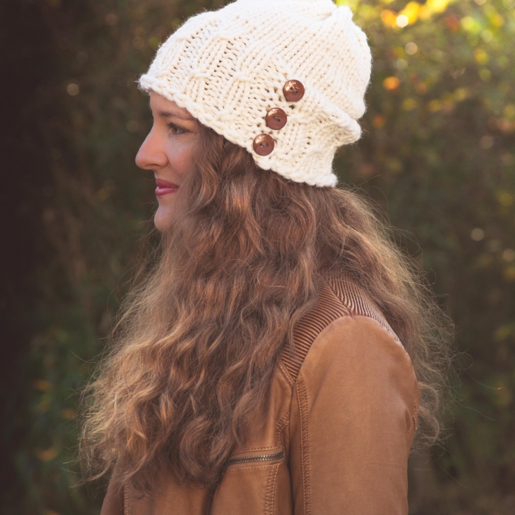 Loom Knit Hat Pattern, Meadowlands Staggered Cable Hat PATTERN, Bulky Hat Patter