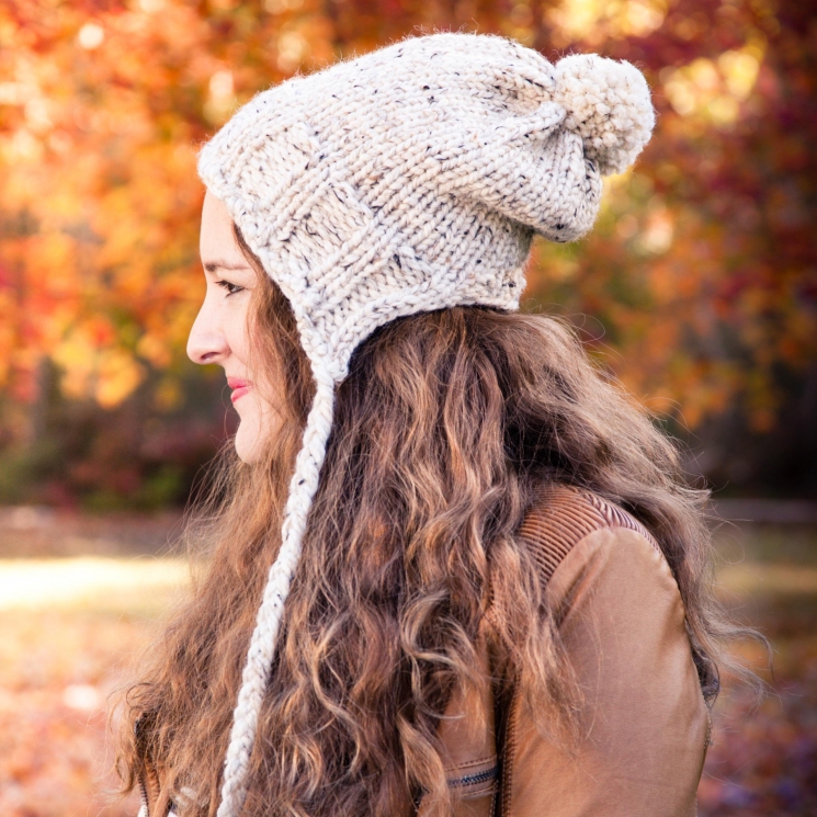 Loom Knit Earflap Hat PATTERN, Split Brim Hat, Bulky, Chunky Knit, Tassels, Brai