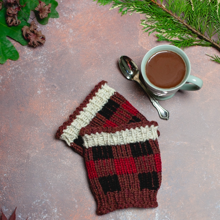 Loom Knit Buffalo Plaid Hat & Boot Toppers Pattern Set. Extra Warm Winter Loom K