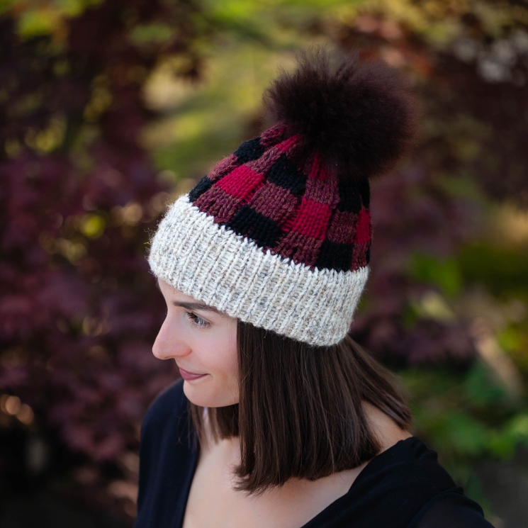 Loom Knit Buffalo Plaid Hat & Boot Toppers Pattern Set. Extra Warm Winter Loom K