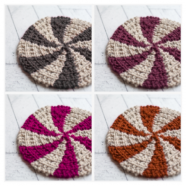 Loom Knit Rug PATTERN. Starlight, Peppermint, Pinwheel Color Design. 3 sizes, La
