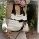 LOOM KNIT HANDBAG PATTERN WITH RIBBON EMBELLISHMENT LOOM KNIT HANDBAG PATTERN WITH RIBBON EMBELLISHMENT