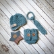 loom knit newsboy, tie, diaper cover pattern set.