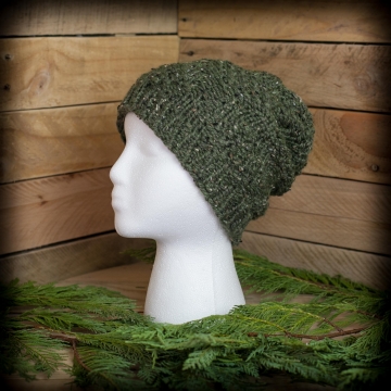 Loom Knit Men's Hat Pattern, Pinecone Stitch, Ski Cap, Tweed, Unisex, Winter, PD