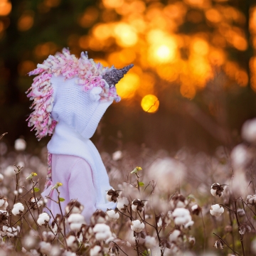 Loom Knit Unicorn Pocket Scarf With Hood PDF PATTERN. Double Pockets for hands a