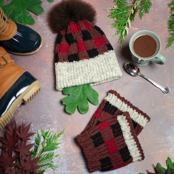 Loom Knit Buffalo Plaid Hat & Boot Toppers Pattern Set. Extra Warm Winter Loom K