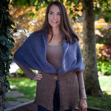 loom knit sweater scarf with belt pattern. PDF Download.