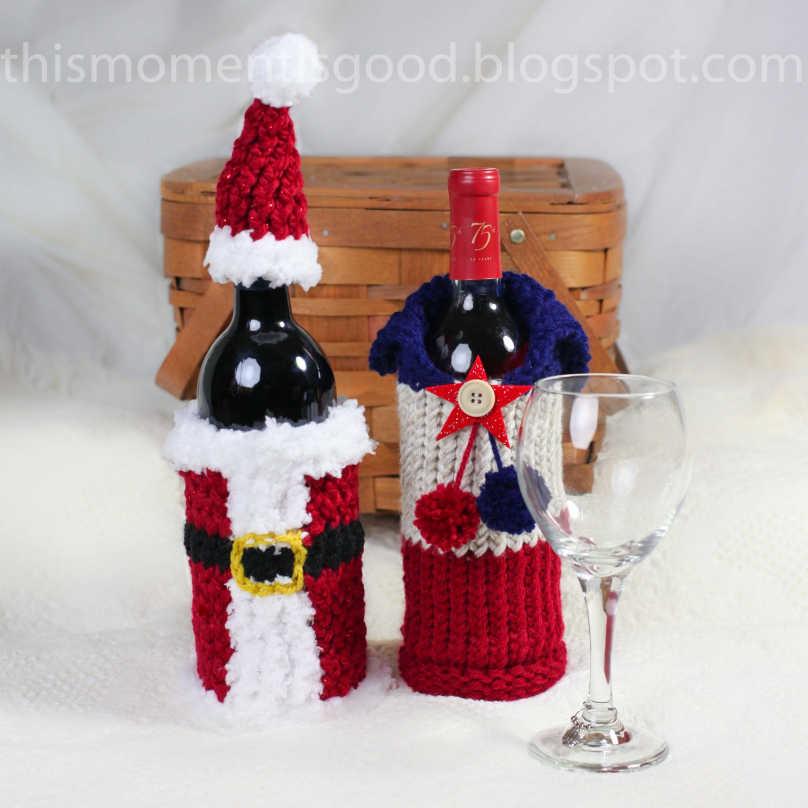 WINE BOTTLE COVERS, LOOM KNITTING PATTERN! SIX UNIQUE