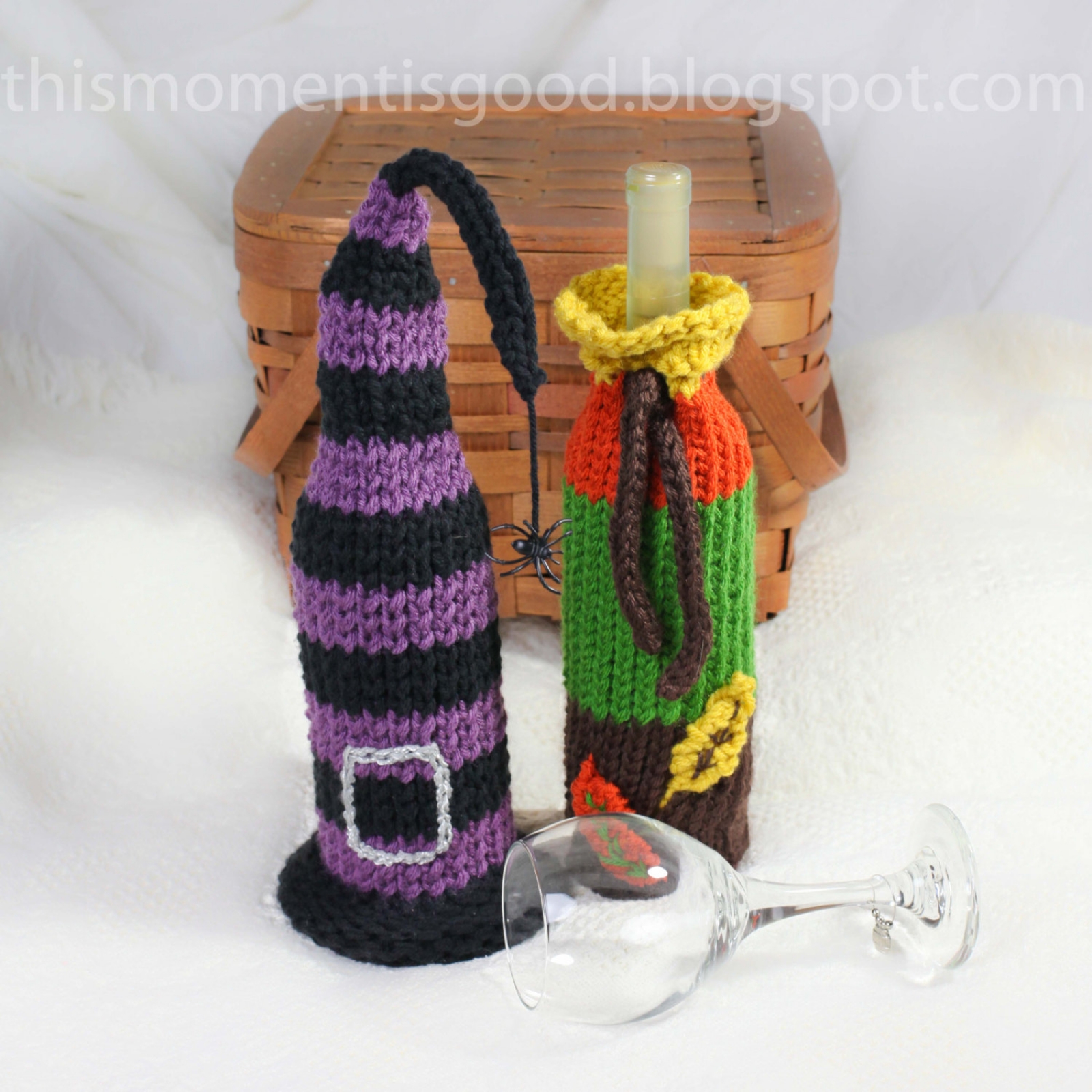 WINE BOTTLE COVERS, LOOM KNITTING PATTERN! SIX UNIQUE